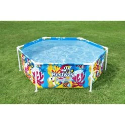 Piscine Gonflable Pour Enfants Bestway Steel Pro Toit Splash-in-Shade Ø183x51 Cm Animaux Marins Plus De 3 Ans
